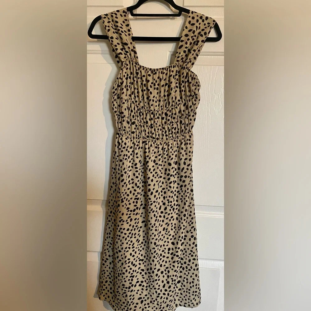 Mel + Rose Midi spotted dress Tan Black